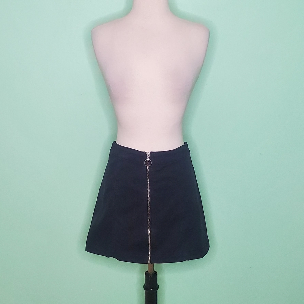 Divided Black Denim Zip Front Mini Skirt